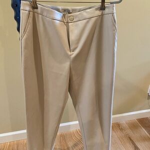 NIC+ZOE Faux Leather Beige Pants